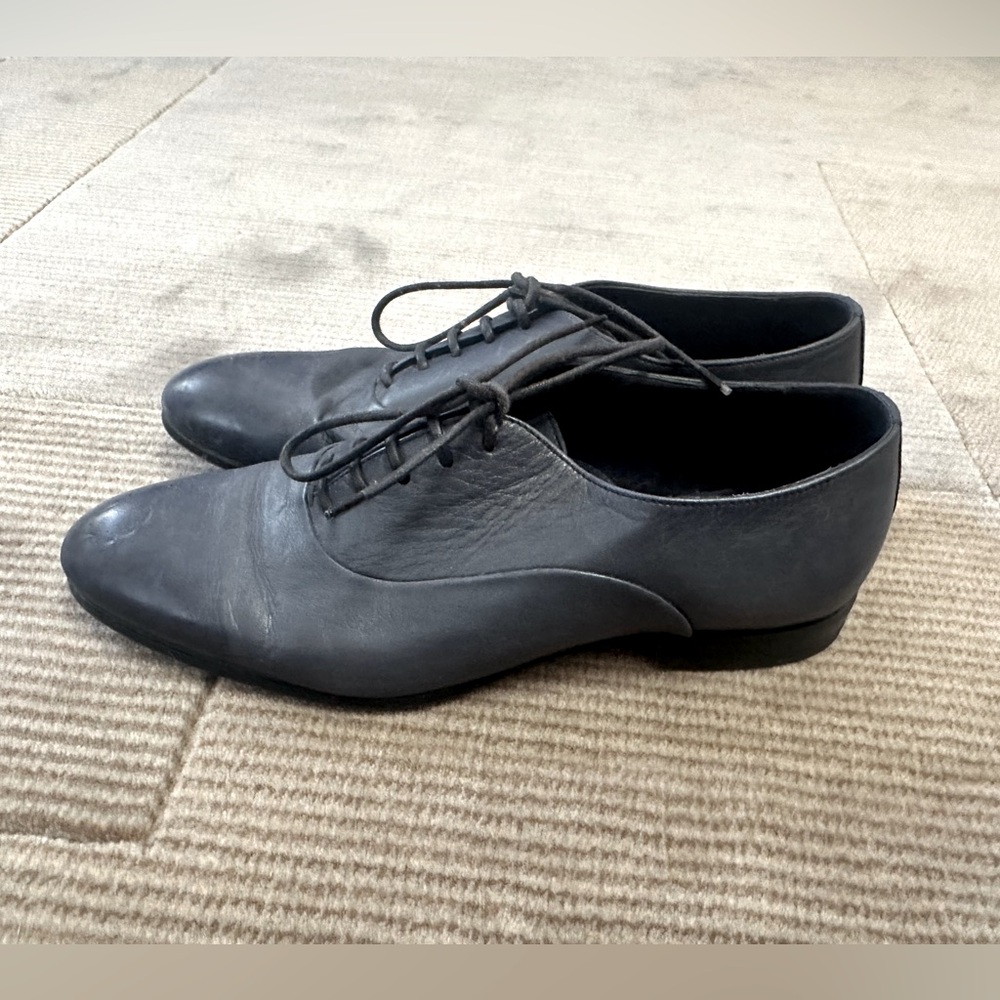 Santoni Blue Leather Lace Up Shoes